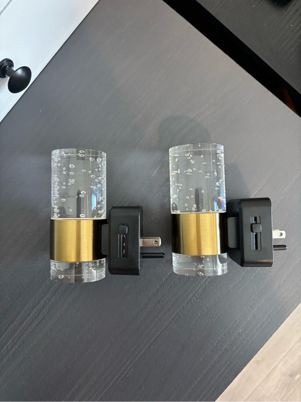 USB Plug-In Bubble Night Light with Gold Accent - Pair